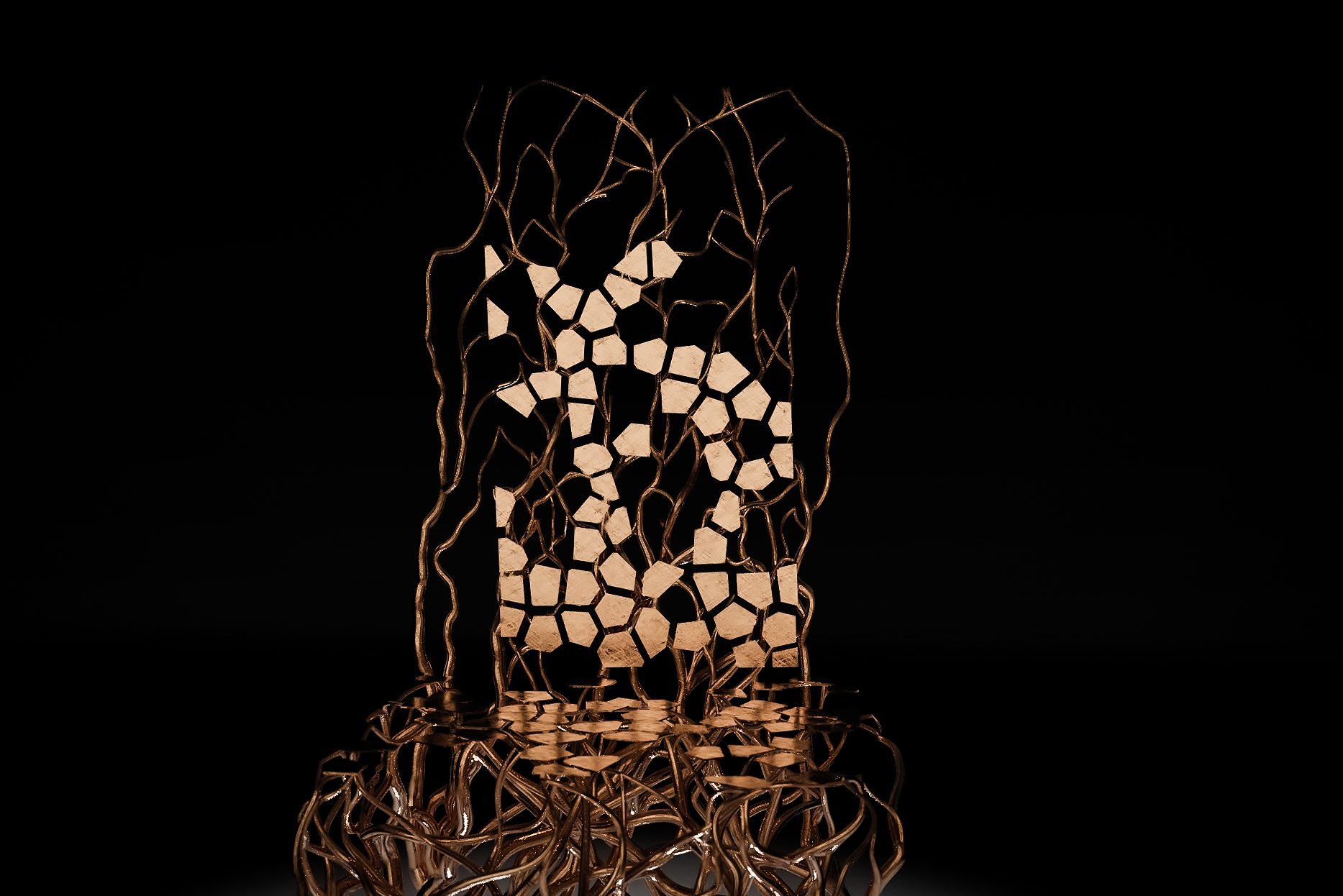 Escultura paramétrica Arbolea en cobre por Martín Jiménez
